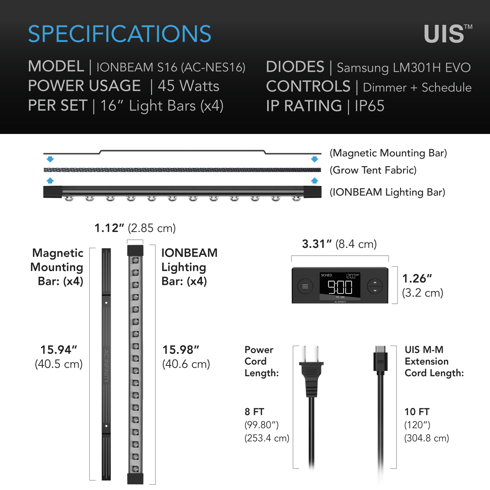 IONBEAM S16, Supplemental Grow Light Bars 16", Full Spectrum LED - Image 6