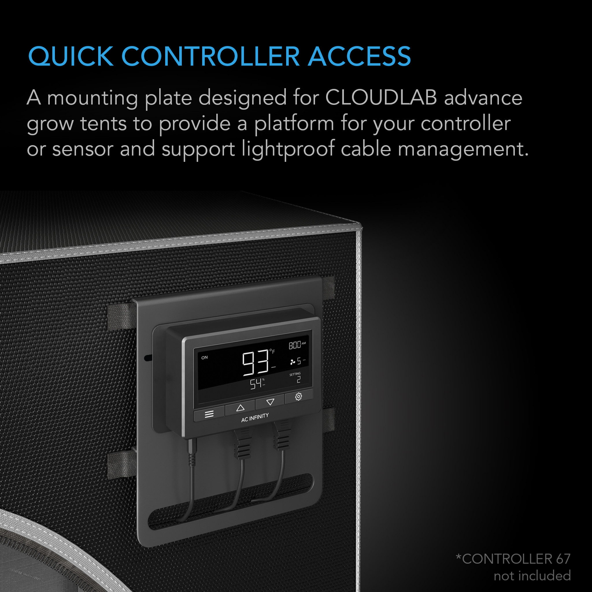 Grow Tent Mounting Plate, Steel, Powder Coat Black, 5" x 6" - Image 2