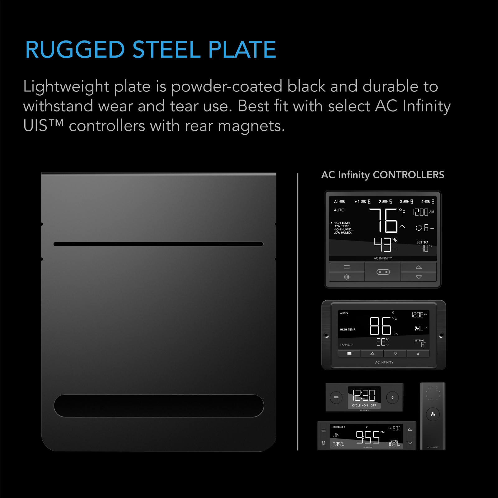 Grow Tent Mounting Plate, Steel, Powder Coat Black, 5" x 6" - Image 3